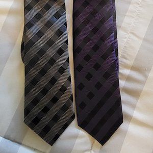 Alfani Men's Silk Dress Ties - Lot of 2 - Purple Gray Black contrast patterns